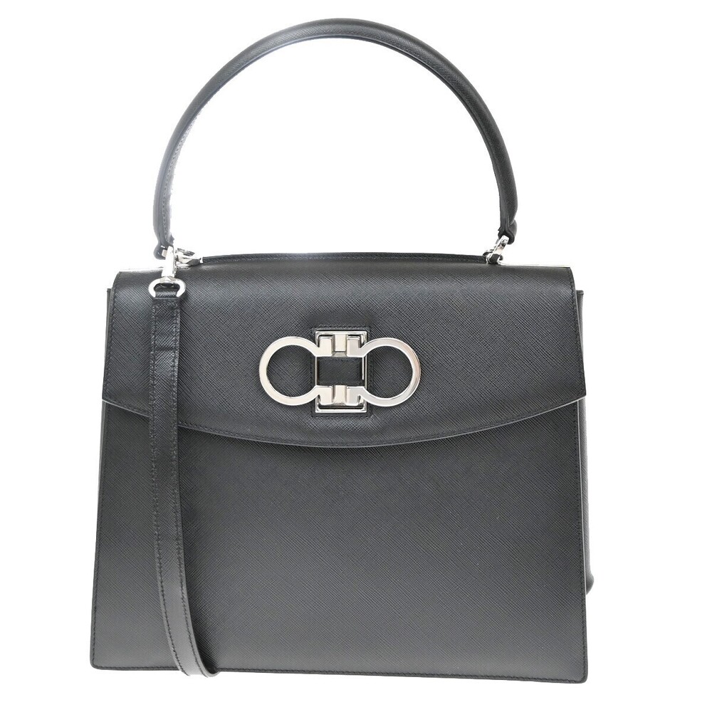 Salvatore Ferragamo Double Gancini Top Handle Saffiano Leather Small
